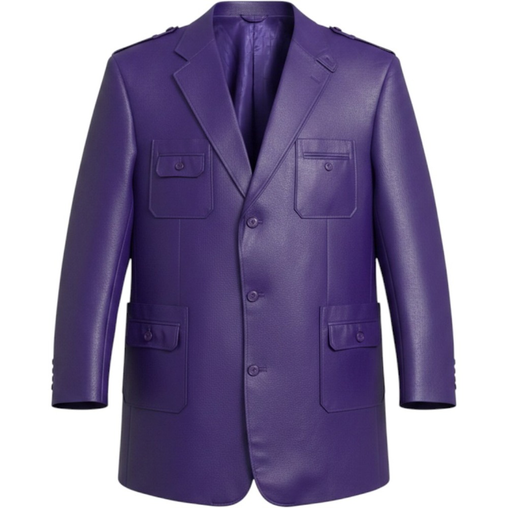Pallini Mens Purple Shiny 3 pc Suit 46R Safari Jacket Vest Pants Metallic Sheen